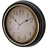 DECHOUS Retro Wanduhr Leise Nicht Tickend Mute Wohnzimmer Schlafzimmer Vintage Stil Wanddekoration aus Kunststoff und Glas Einfache Montage Präzise Zeitmessung Praktische Dekorative Uhr