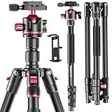 CAMBOFOTO 173cm Professionelles Kamera-Fotostativ, Tragbares Stativ 173cm/Einzelbein 180cm, 360 Grad Kugelkopf, Aluminiumlegierungsstativ mit iPad Clip und Aufbewahrungstasche
