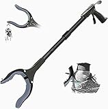 ZOJI Greifzange,82cm Greifer Lang,Müllzange aus Aluminium mit Schuhlöffel und Rotierendem Gummigreifer,greifarm greifhilfe für Senioren&Behinderte,Müllgreifer für Müll Zange Pflücker Handgreifer