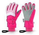 Homord Handschuhe Kinder, Wasserdicht Skihandschuhe Kinder Winterhandschuhe für Jungen und Mädchen, Warme Atmungsaktiv Schneehandschuhe Winter Thinsulate Fingerhandschuhe für 4-13 Jahre Kinder