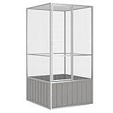Hommdiy Vogelkäfig Vogelhaus Käfig Verzinkter Stahl Grau,111 x 107 x 211,5 cm