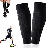 1 Paar Schienbeinschoner für Fußball, Sport Schienbeinschutz mit Wabenpads, Lange Atmungsaktive Elastische, Geeignet für Skifahren, Radfahren, Bergsteigen, für Männer, Frauen und Jugendliche (L)