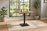 SAM Bistrotisch Brasileiro | 70 x 70 cm | Akazienholz massiv | Farbe: Natur | Gerade Kante | Schwarzes Metall-Säulengestell | Kleiner Esstisch/Säulentisch für Küche, Café & Esszimmer
