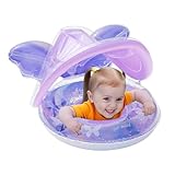 Baby-Schwimmring mit Sonnenschutz und Baldachin, Schwimmmatte in Schmetterlingsform, zum Spielen im See, Garten, im Sommer