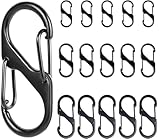 15 Stück S Karabiner Mini Karabinerhaken Metall Doppelkarabiner 8 Förmiger 2 Öffnungen 50mm/40mm/30mm Karabiner Klein für Outdoor Camping Zuhause Wandern Schwarz,Mini Karabiner Wandern oder Reisen