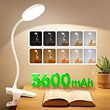 Leselampe Bett, 3600mAh Aufladbar+5 Helligkeit 5 Farben Klemmlampe Bett, 36 LED Leselampe Buch Klemme, 360° Flexibel Klemmleuchte Bett, Akku Lampe, Leselicht, Bettlampe Leselampe Kinder Reading Light