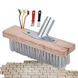 Besen Outdoor - Push Besen | Terrassenbesen | Outdoor Kehrbesen | Edelstahlborsten Besenkopf | Garten Stahl Besen | Robuster Metallhalter Besen für Garage, Deck, Küche, Betonböden