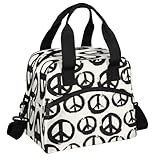 Lunchtasche mit Friedenszeichen, isoliert, thermisch und kühl, Picknick-Lunchbox für Erwachsene, Mädchen, Jungen, Teenager, Lunch-Tasche mit Schultergurt