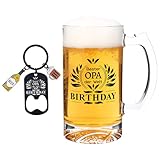 Bier Geschenke für Männer Opa Geschenk Biergläser Bierglas mit Aufdruck Geburtstagsgeschenk Set Schlüsselanhänger,Weihnachtsgeschenke Männer,Weizengläser Bester Opa Geschenk Bierkrug Weizenbiergläser