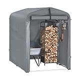 SoBuy Fahrradgarage wetterfest Geräteschuppen Fahrradgarage für 1-2 Fahrräder Carport Zelt mit UV-Schutz Fahrradschuppen für Regenschutz Terrasse Motorrad Garage Gartenhaus Grau 120x163x176cm KLS11-DG