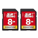 Gigastone 8 GB SDHC-Speicherkarte, 2 Stück, hohe Geschwindigkeit für die Speicherung von Fotos, Videos, Musik, Sprachdateien, Camcorder, Kamera, Recorder, PC, Mac, Klasse 10