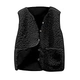 Warm Lederweste Damen Herbstjacke Jeansjacke Leoprint Weiße Steppweste Leicht Jacken für Parka Reitweste Kinder Mädchen Schwarz M