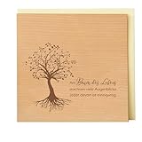 Original Holzgrusskarte - Motiv 'Baum des Lebens - tiefe Wurzeln' aus Kirschholz, Geschenkkarte, Grußkarte, Postkarte, Spruchkarte, Klappkarte, Einladung, Billet