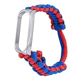 Kisangel Verstellbares Paracord Armband aus Zinklegierung für Fitness Tracker mit Nahfeldkommunikation Praktisches und Modisches Ersatz Uhrenarmband in Blau Rot Langlebig und Leicht