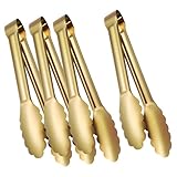 Warmhm 4 Stück Edelstahlpflaumenblütenclip Multifunktion Kochen Party Aufschlag Lebensmittelzange Für Die Küche Griff Salatzange Rostfrei Büfett Zange Grillzange 201 Edelstahl Golden