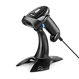 Eyoyo 1D 2D QR Barcode Scanner with Stand, Handheld USB Wired Scanner for Inventory Management, Portable Bar Code/QR Code Reader Screen Scanning Auto Sensing- Handsfree Scanner