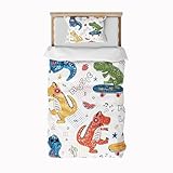 ZTYROLJ Dinosaurier-Bettbezug, 140 x 200 cm, Bettbezug mit Reißverschluss, Bettwäsche aus Mikrofaser, für Einzelbetten, Kinderbettwäsche mit Kissenbezug 65 x 65 cm