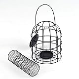 Aoaoy Eisenkäfig Vogelfutterspender Hängender Futterspender, Verhindert, dass Futter gebissen wird, mehr in der Sonne, für Gärten, Terrassen (Schwarz)