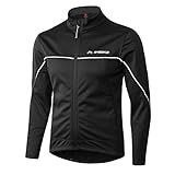 INBIKE Fahrradjacke Herren Winter Radjacke Laufjacke Thermo Winddicht Wasserabweisend Atmungsaktiv Reflektierend für Radfahren Joggen Laufen Schwarz XL