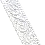 Jodimitty Wandbordüre Selbstklebend 2.3mx4.8cmx6mm Wasserdicht Bordüre 3D Spitzenmuster Tapetenbordüre, Tapete Fliese Trims und Kanten Bordüre für Flur, Decke, Ecke Linie (Weiß)
