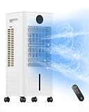 AEROZY Tragbare Klimaanlage, Fensterloser Verdunstungsluftkühler mit Fernbedienung, 3 Geschwindigkeiten, 12-Stunden-Timer, oszillierender Kühler für Schlafzimmer, Wohnzimmer, Farbe
