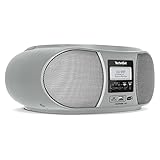 TechniSat DIGITRADIO 1990 - Stereo-Boombox mit DAB+/UKW-Radio und CD-Player (Bluetooth-Audiostreaming, Kopfhöreranschluss, USB, AUX in, Ladefunktion, Uhr, 2 x 1,5 Watt Ausgangsleistung) silber
