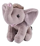 Wild Republic Pocketkins Eco Elefant, Plüschtier, 12 cm, Plüschspielzeug, Hergestellt aus recycelten Materialien, Umweltfreundlich, ['Gray']