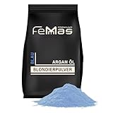 FemMas Blondierpulver blau 500 g I Blondierungspulver staubfrei, mit pflegendem Arganöl I Für gleichmäßige Blondierung & Strähnen-Techniken I Hair Bleach für Aufhellungen bis zu 7 Nuancen