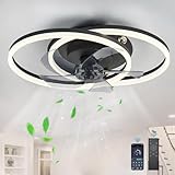 TRUYOK Deckenventilator mit Beleuchtung Leise Dimmbar Deckenleuchte mit Ventilator Fernbedienung und APP Steuerung Smart Ventilator mit Lampe für Schlafzimmer Wohnzimmer Garage, Schwarz