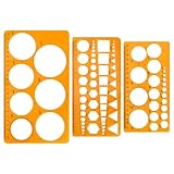 3 Stück Kreis Schablone Vorlage, Kreisschablone zum Zeichnen, Digitale Schablonen Lineale, Quilling Schablone für Schule, Geometrisches Zeichnen, Architekturtechnik (Transparent Orange)