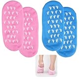 2 Paar Feuchtigkeitsspendende Socken Wiederverwendbare Gel Socken Anti-Rutsch Für Männer und Frauen SPA Fußpflege Zum Reparieren und Erweichen Nagelhaut Für Trockene, Rissige und Verhornte(Blau, Rosa)