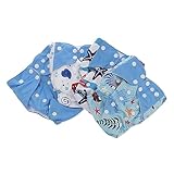JUMPLAWN 4Stücke Teiliges Set Waschbare Babywindeln Atmungsaktive und Wasserdichte Stoffwindeln für Neugeborene Material Elastischer Bund Optimaler Schutz gegen Auslaufen
