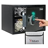SEKAM Biometrischer Fingerabdruck-Tresor mit Fingerabdruck-Zugang, persönlicher Safe mit elektronischem Schloss, Smart Lock Box, Sicherheitsbox, Dokumentensafe