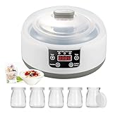 Joghurtbereiter, Joghurtmaschine mit Joghurtschale Edelstahl und 5 Joghurtbecher 220V 15W Yogurt Maker Griechischer Joghurt Selber Machen für Organische Gesüßte oder Zuckerfreie Joghurt