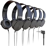1 Packung kabelgebundene On-Ear-Leder-Kopfhörer mit 3,5-mm-Anschluss, rundes Metallgehäuse, schwarz