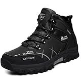 Littleplum Herren Wanderschuhe mit Warm Gefütter Atmungsaktiv Outdoor Trekkingschuhe Rutschfeste Hiking High Top Wanderstiefel Leichte Sportschuhe, A Schwarz, 44 EU