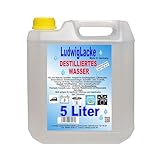 LudwigLacke Destilliertes Wasser, 5 Liter Kanister, Premium Qualität, Made in Germany