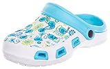 Brandsseller Damen Clog Gartenclog Gartenschuhe Schuh Pantolette Hausschuh leicht Blumenmuster - türkis - 41