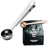 MINGZE Kaffeedosierlöffel Mit Klammer Aus Edelstahl, Kaffee Schaufel Kaffeemaß Kaffeelöffel Prämien Edelstahl Schaufeln Und Tee Schaufel Mit Integriertem Beutel Klipp (Silber)