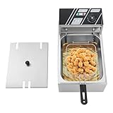 Friteuse Fritteuse Mit Fett Friteuse öL Friteuse Mit Fett FritöSe 2500w Elektro-Fritteuse Edelstahl Elektrische Fritteuse Catering Fritteuse Maschine mit FrittierköRbe Abdeckungen Küche Restaurant