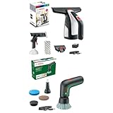Bosch Akku Fenstersauger GlassVAC (Laufzeit: ca. 35 Fenster, im Karton) + Reinigungsbürste UniversalBrush (integrierter 3,6V-Akku, Micro-USB-Kabel, 4 Reinigungsaufsätze)