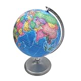 LED Globus mit USB-Beleuchtung von BURI | Weltkugel mit 4 LEDs & neutralweißem Licht | 19 cm Durchmesser, 28 cm hoch | Dekoleuchte & Lernhilfe mit polnischer Beschriftung für jedes Zimmer