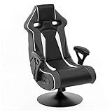 Wohnling® Soundchair in Grau-Schwarz-Weiß Bluetooth | Racing Musiksessel mit eingebauten Lautsprechern | Multimediasessel für Gamer | 1.1 Soundsystem - Subwoofer | Music Gaming Sessel