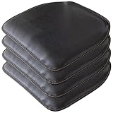 Muzrunq Leder-Sitzkissen, 40, 6 x 43 cm, rutschfest, weich, für Esszimmerstühle, 4 Stück, wasserdicht, schmutzabweisend, Stuhl-Sitzkissen für Küche, Esszimmer, Bürostühle, Schwarz, Zuhause