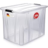 KONZEPT Aufbewahrungsbox mit Deckel 55L, BPA-frei, robuster Verschlussclips