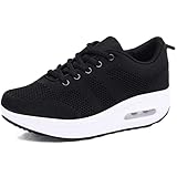 Sisttke Sneaker Damen Outdoor Leicht Atmungsaktive Plateau Turnschuhe Freizeitschuhe Sportschuhe Mesh Laufschuhe Straßenlaufschuhe,Schwarz-a,38 EU
