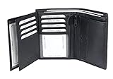 Frentree® Herren Leder Geldbörse mit RFID Schutz, 11 Kartenfächer, Hochformat Portemonnaie, Schwarz