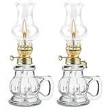 2 Stück Petroleumlampe für Innenräume, Öllampen aus Glas Retro Nostalgie Transparente Einstellbare Helligkeit, Winddicht Dekorative Öllampe für Wohnzimmer Esszimmer Notfalleinsatz
