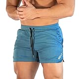 Herren einfarbige, lässige Sportshorts mit Kordelzug und mittlerer Taille und Herren Sporthose Kurz (Blue, XXXL)