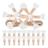 KAILIKETIY 100 Stück Fotowand-Clip-Set Mini-Wäscheklammer in Herzform Herz-Wäscheklammern für Bilder Fotoklammer aus Holz in Herzform herzförmige Bastelklammern Wäscheklammern aus